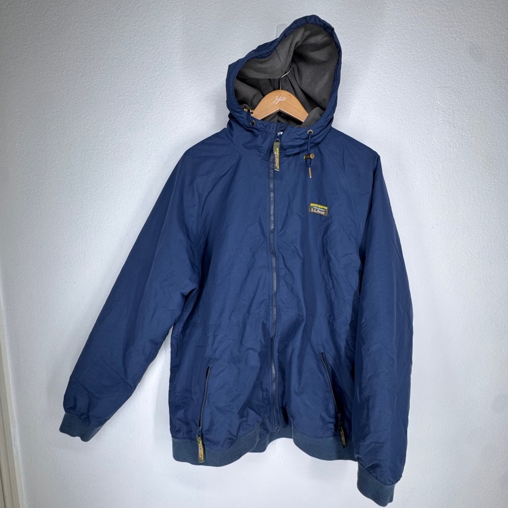 LL Bean‎ Mens Jacket Navy Blue Hooded Fleece Lined XL Tall 3 Season Outdoor